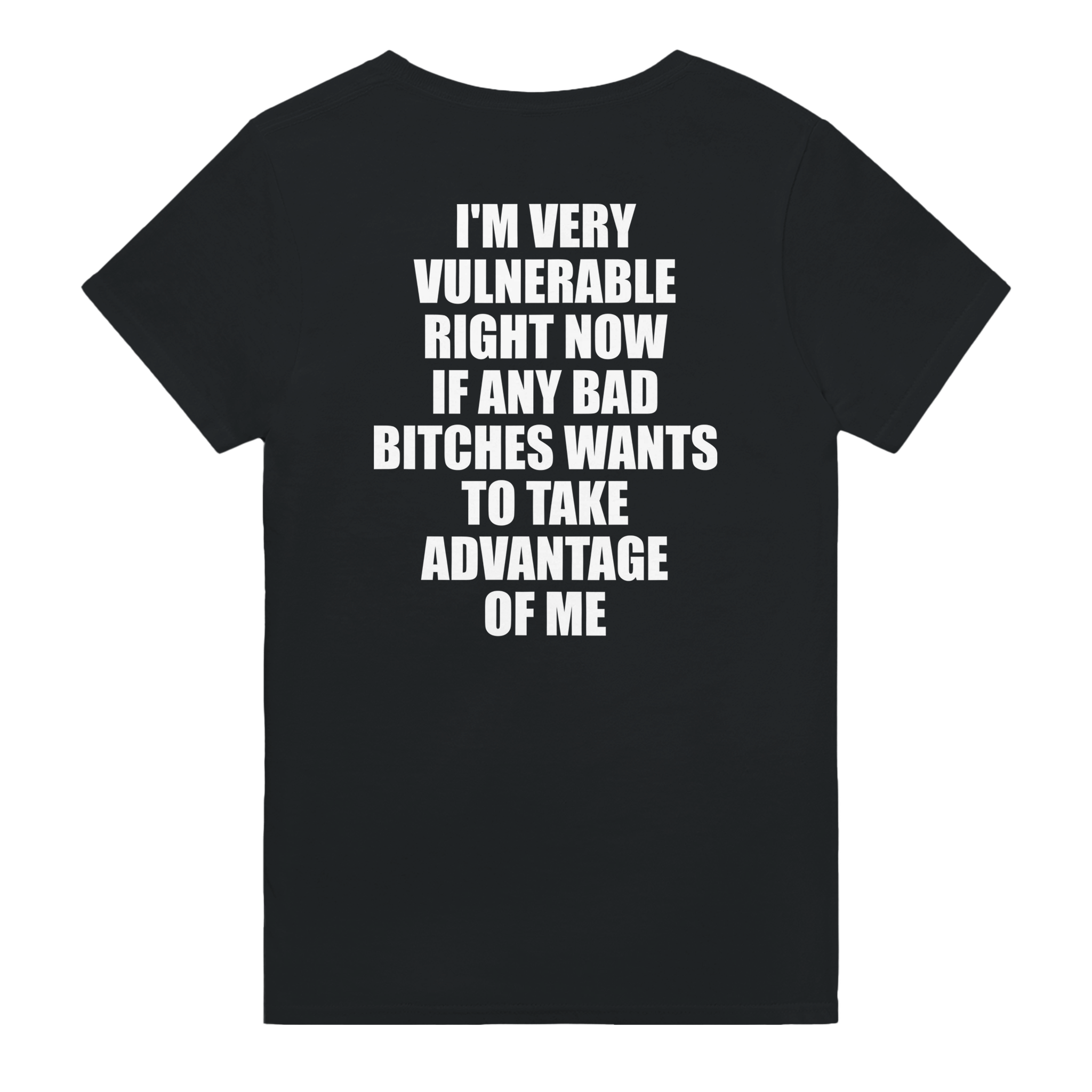 I'm Very Vulnerable Right Now If Any Bad Bitches Wants To Take Advantage Of Me Backprint T-shirt - TheShirtless